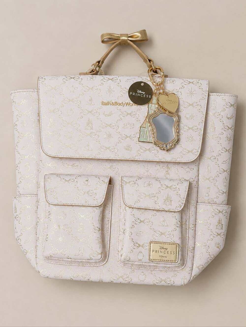 Bath & Body Works Disney Princess Backpack Cream Gold Large Limited Edition Bag